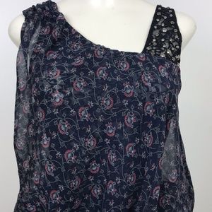 Free People Shirt size XS Sleeveless Blue Floral